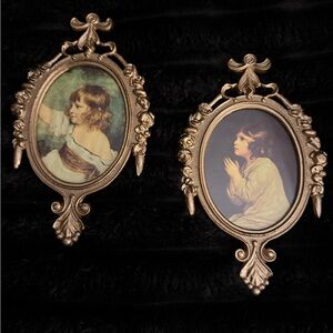 Vintage Gold Framed Oval Portrait Set